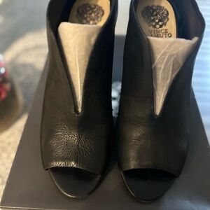 Vince Camuto Black Peep-Toe Heeled Boots